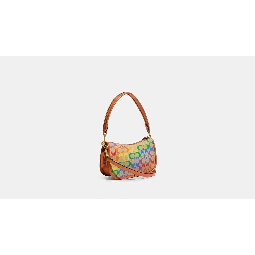 COACH SWINGER Pride Crossbody Shoulder Rainbow Signature Canvas CA100 NWT - Picture 8 of 9